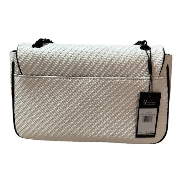 Karl Lagerfeld Purse Paris Agyness Chic Shoulder Bag Purse White Black NWT $650 - Picture 8 of 9